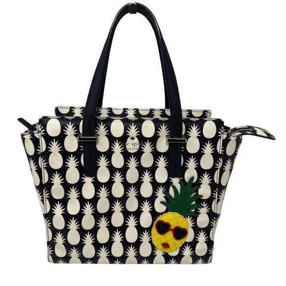 Kate Spade New York Cedar Street Pineapples Hayden Handbag Tote Black White - Picture 16 of 16